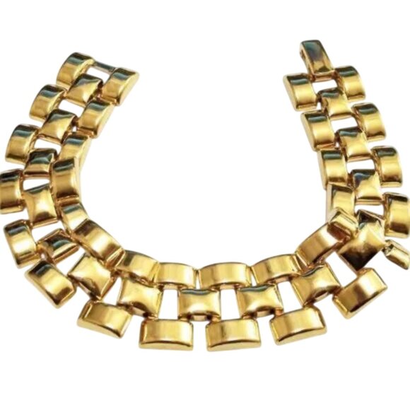 Avon Basketweave Box Chain Link Bracelet Gold Tone - Picture 6 of 6